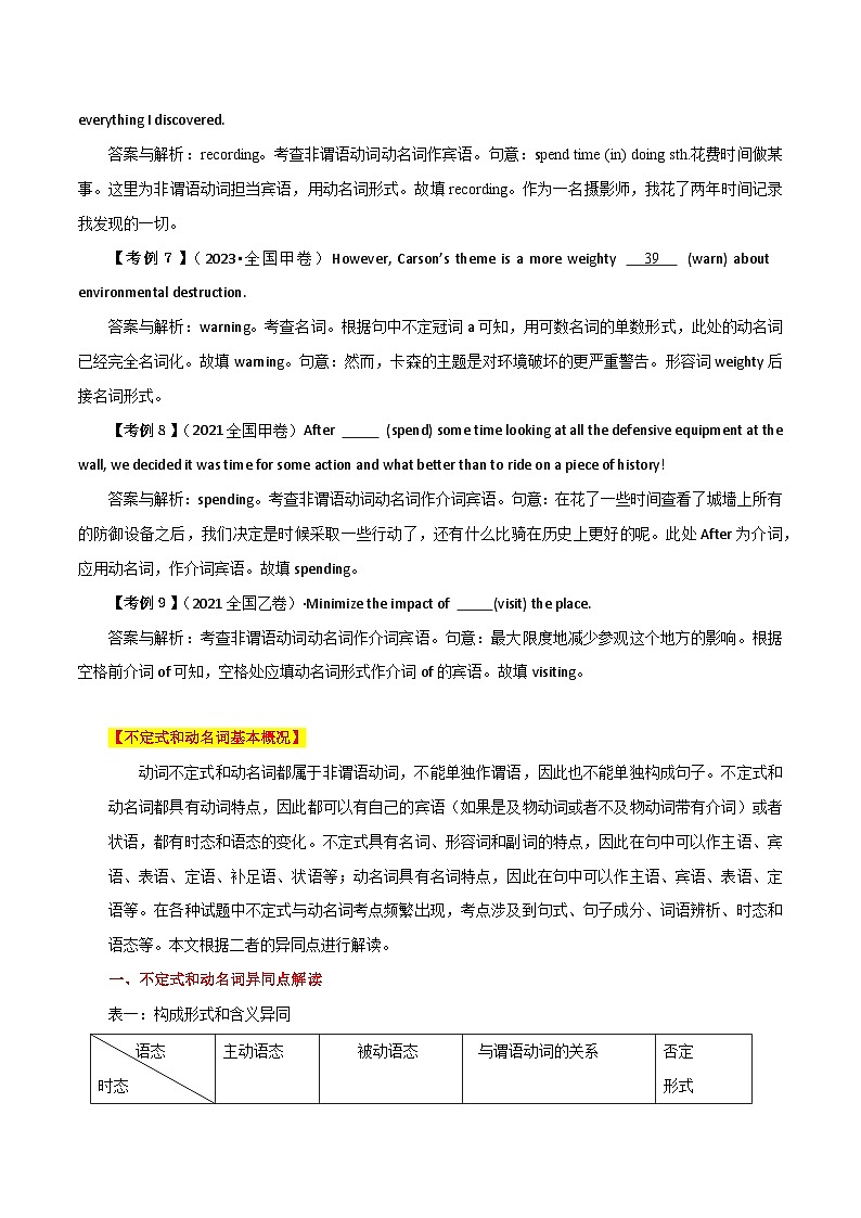 高考英语语法词汇专项突破：04从动词不定式和动名词异同点解读非谓语动词考点+巩固训练第2页