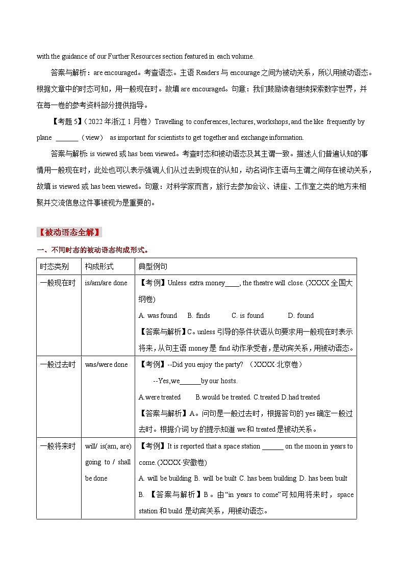 高考英语语法词汇专项突破：07被动语态全解读+巩固训练02