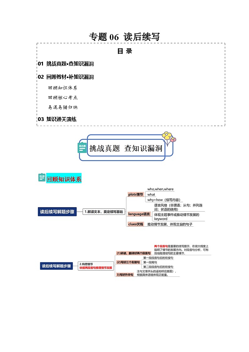 新高考英语三轮冲刺查缺补漏专题06读后续写（解析版）第1页