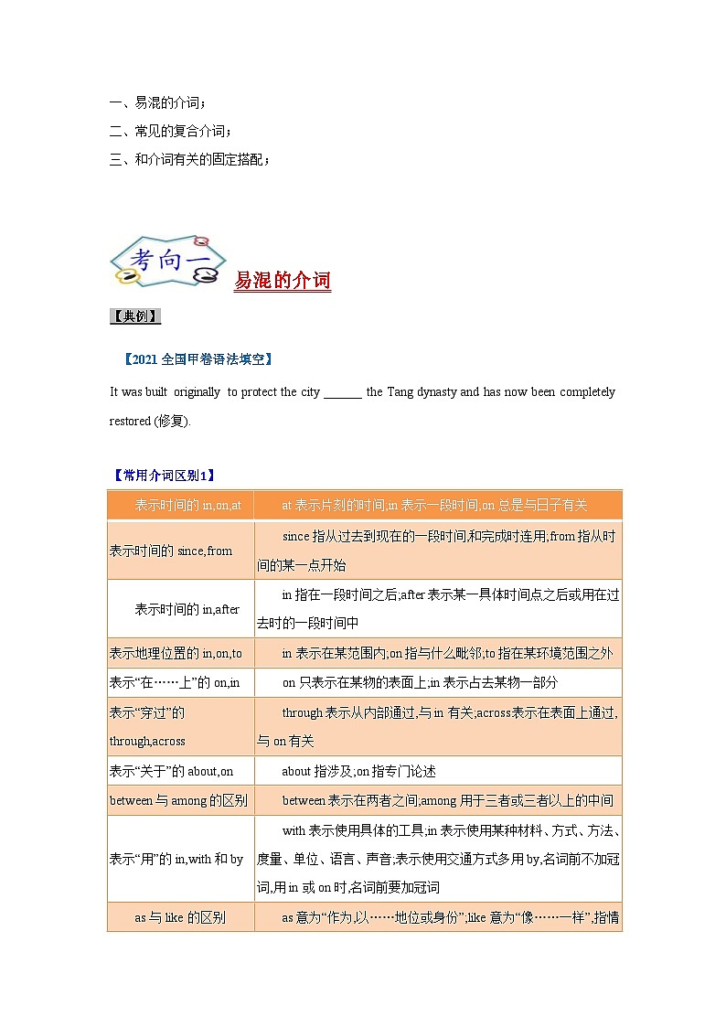 新高考英语一轮复习考点过关练考点02-介词与语法填空（原卷版）第2页
