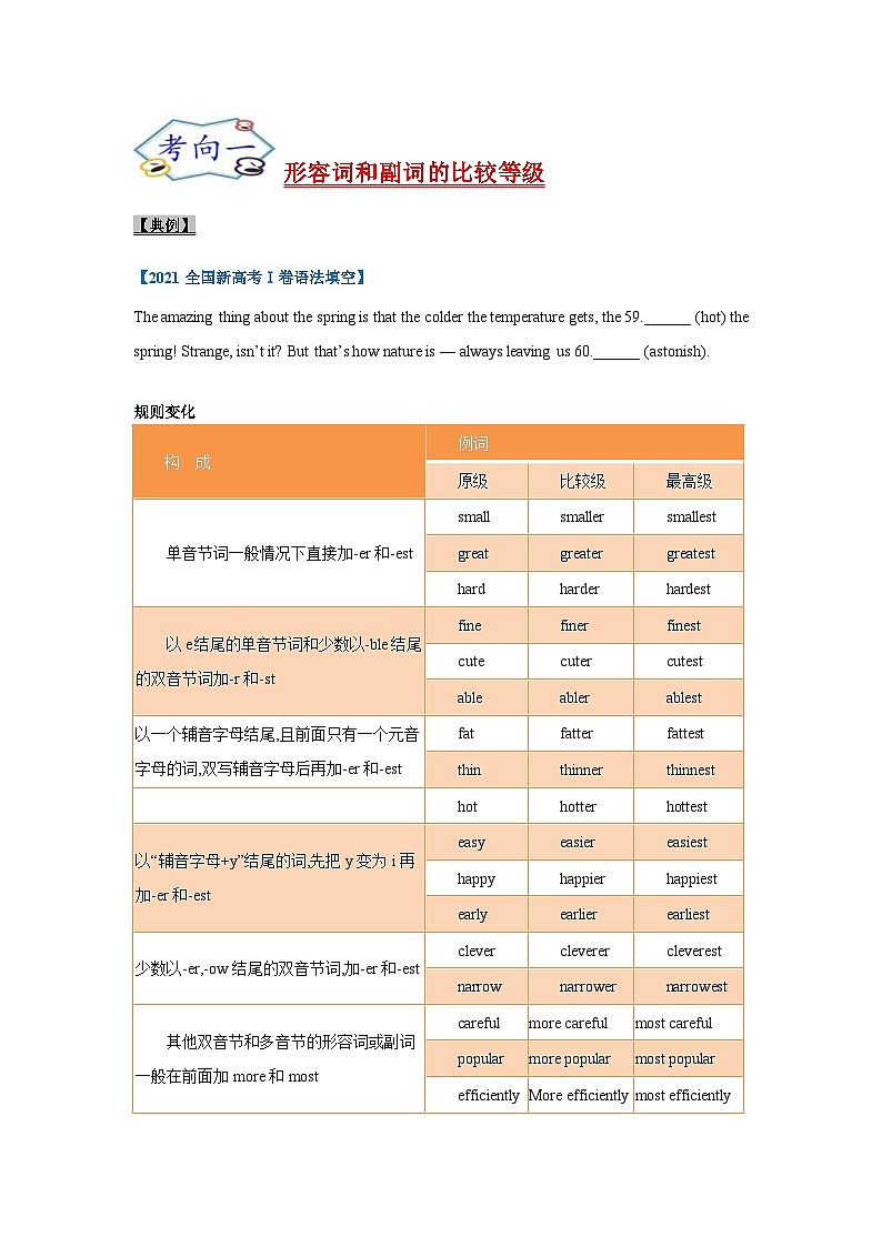 新高考英语一轮复习考点过关练考点05-形容词和副词与语法填空（2份打包，原卷版+解析版）02