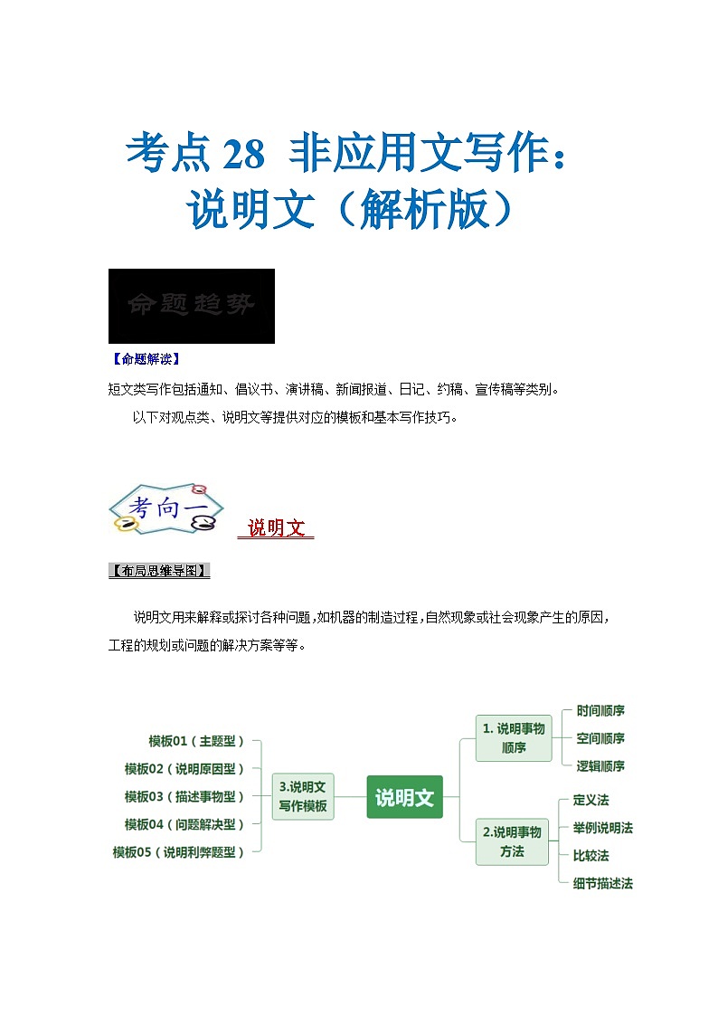 新高考英语一轮复习考点过关练考点28 非应用文写作： 观点类、说明文（解析版）第1页