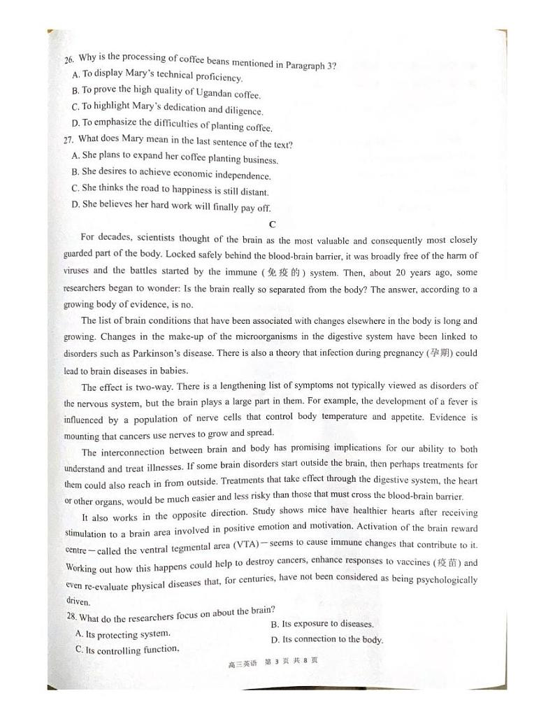 2025届广东省惠州市惠东县高三上学期第一次质量检测英语试题第3页