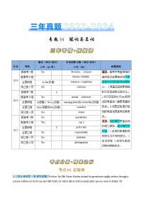 三年（2022-2024）高考英语真题分类汇编（全国通用）专题01 冠词、名词（解析版）