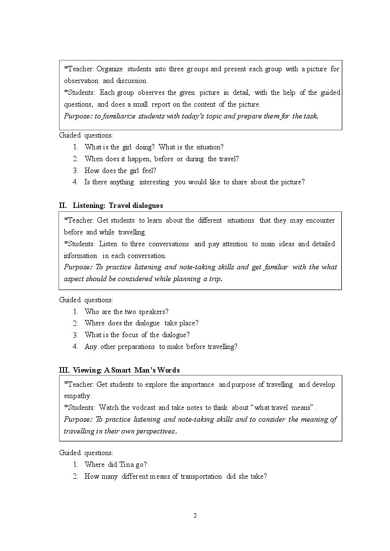 上外版2020必修第一册高一英语上学期 Unit3 Listening and Viewing 教案02