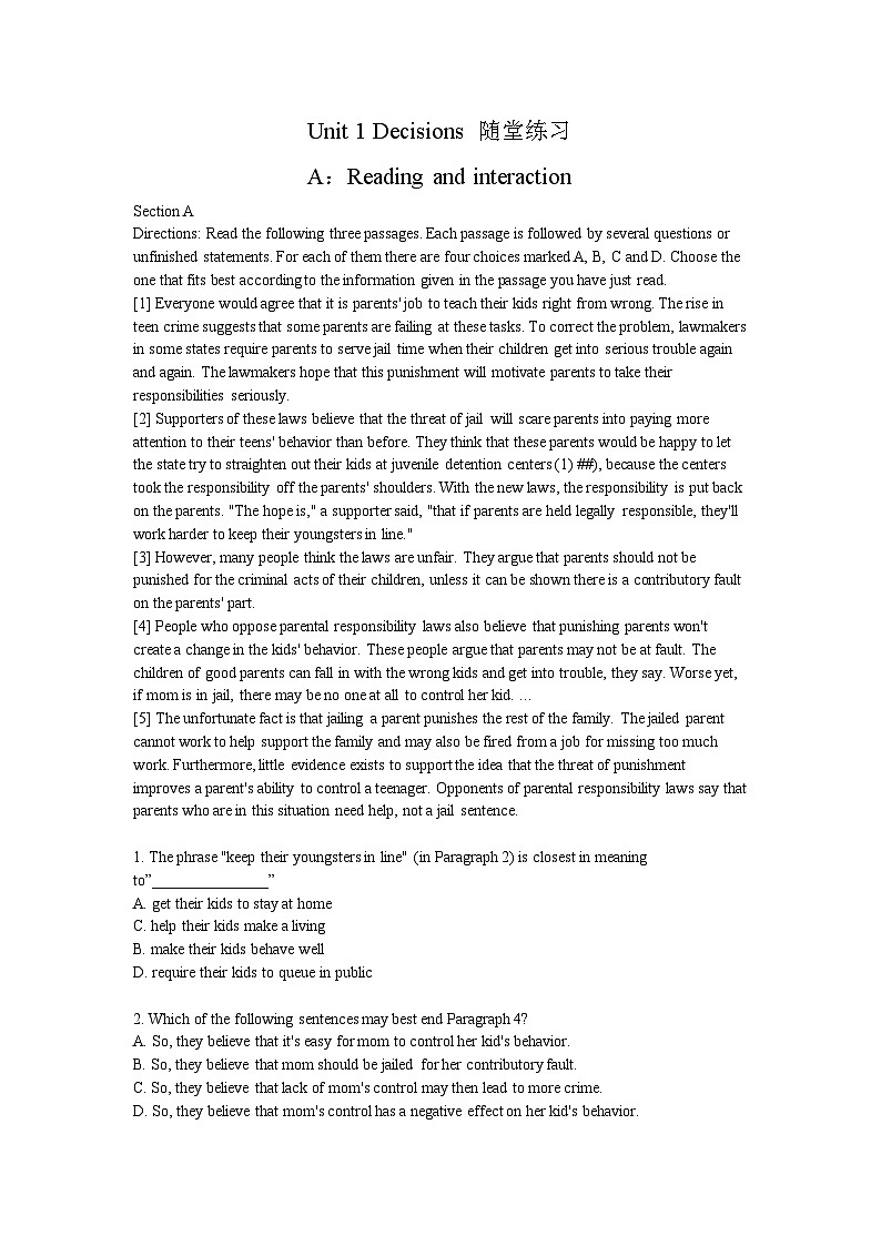 Unit1A：Reading and interaction-高二英语下学期同步课件+练习（上教版2020选择性必修第二册）01