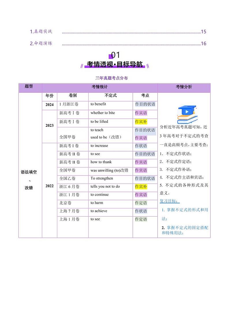 第11讲 非谓语动词：动词不定式（讲义）（含答案） 2025年高考英语一轮复习讲练测（新教材新高考）02