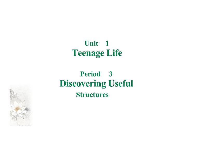 2024-2025学年英语高一人教版（2019）  必修第一册  Unit 1 Teenage Life Discovering Useful Structures 课件01