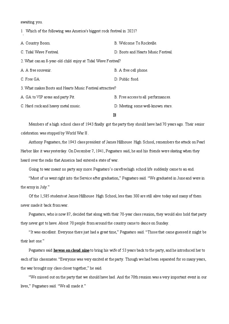 内蒙古自治区兴安盟乌兰浩特第一中学2024-2025学年高二上学期开学考试英语试题（原卷版）第2页