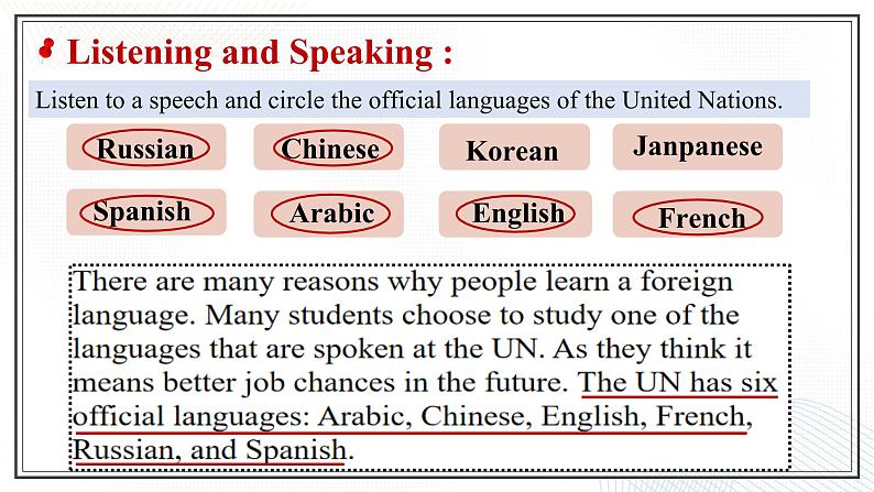 Unit 5 Languages Around the World Listening and Speaking 课件-2024-2025学年高一英语同步精品课堂（人教版2019必修第一册）08