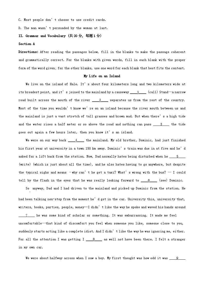 上海市2023_2024学年高一英语上学期期中试题含解析03