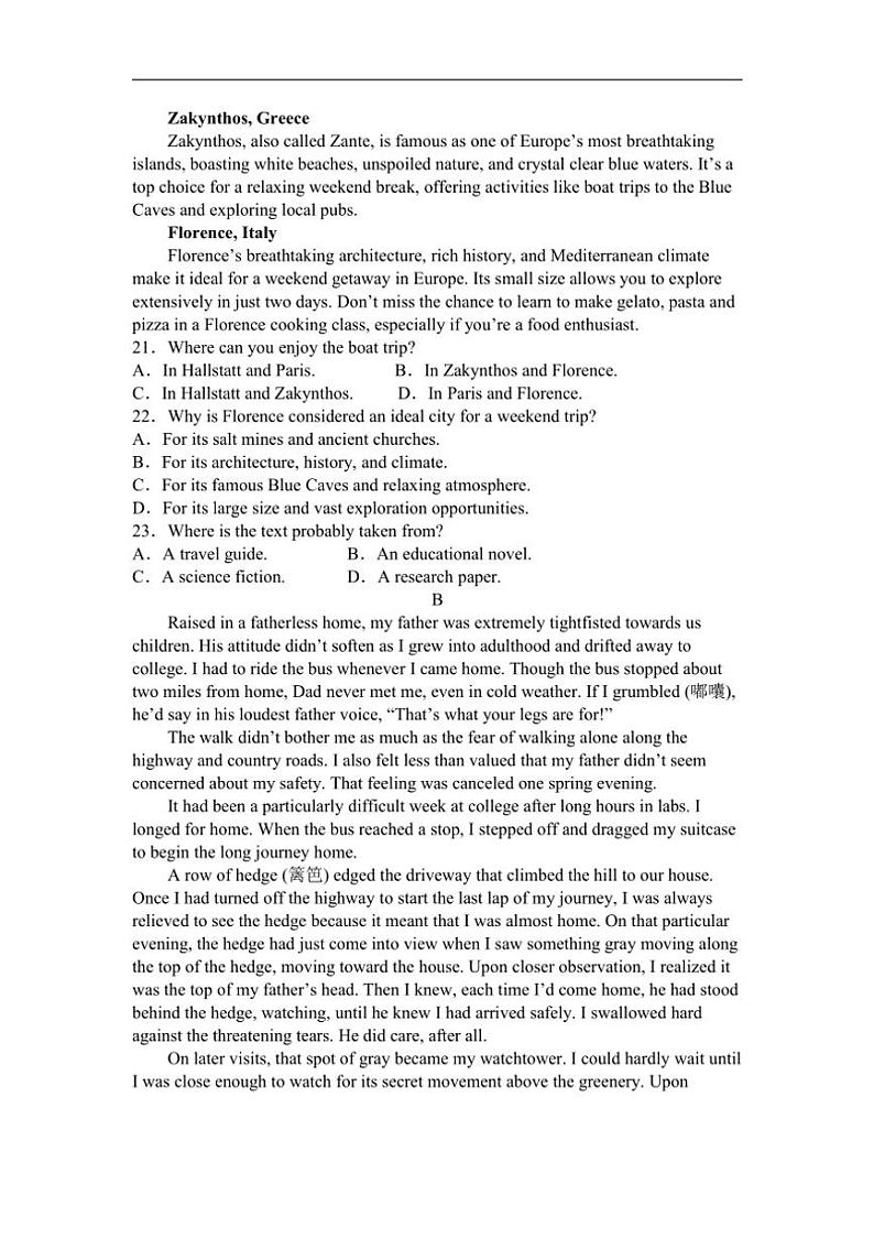 [英语]宁夏六盘山高级中学2024～2025学年高三上学期10月月考试题(有答案)第3页