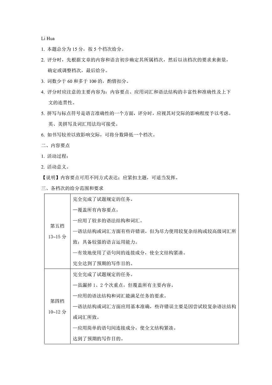 福建省泉州市2025届高中毕业班质量监测试卷（一）英语答案第2页