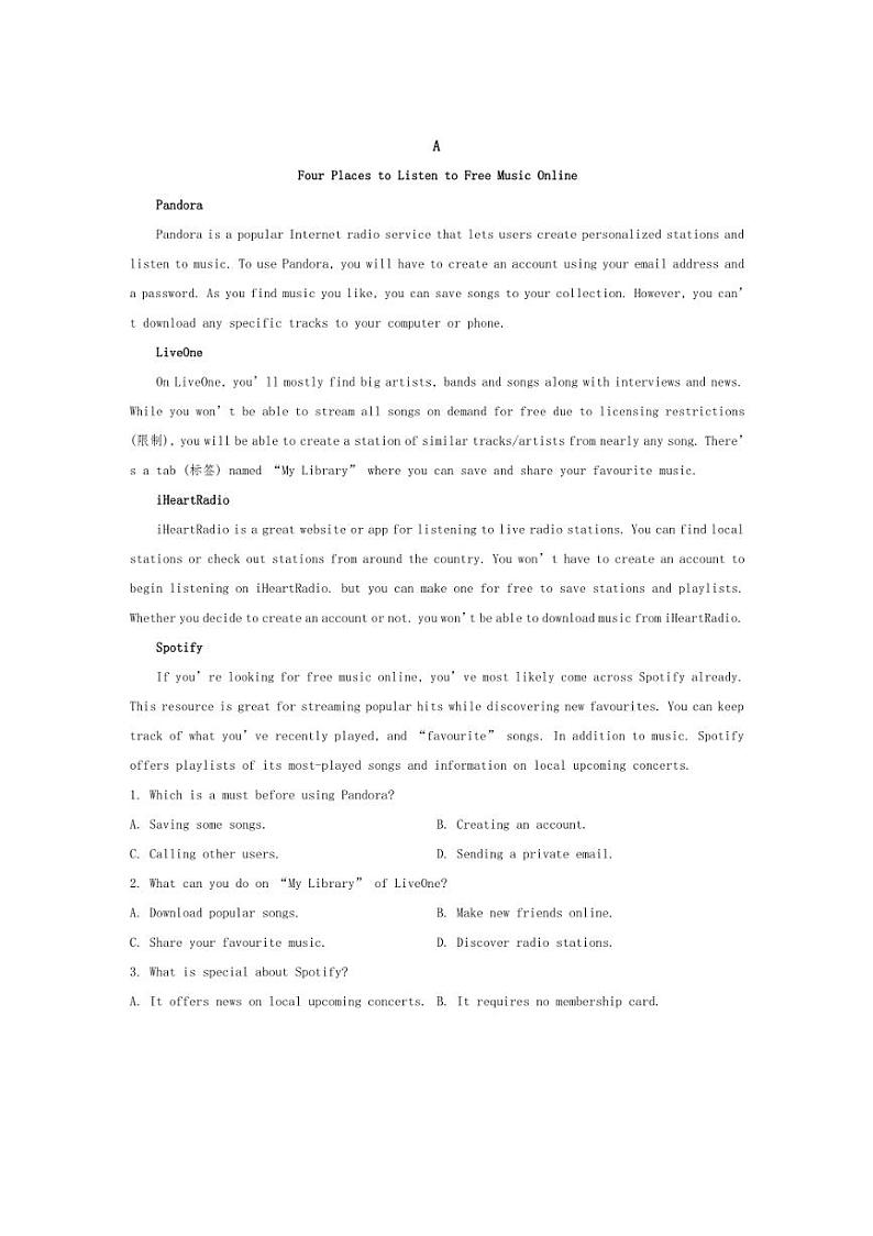 [英语]2024～2025学年吉林省长春市第六中学高三上学期第二次月考试题(有答案)第3页