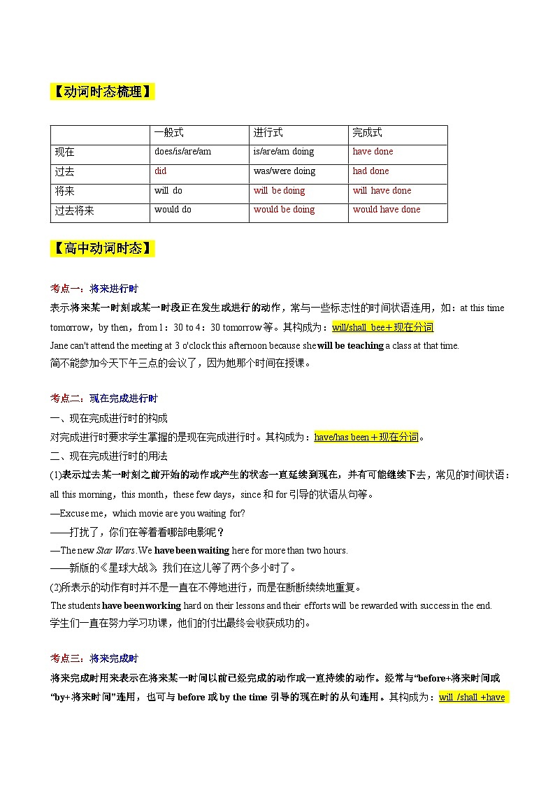03 动词时态（核心考点精讲精练）2025年高考英语一轮复习考点帮（上海专用）（教师版带解析）第3页