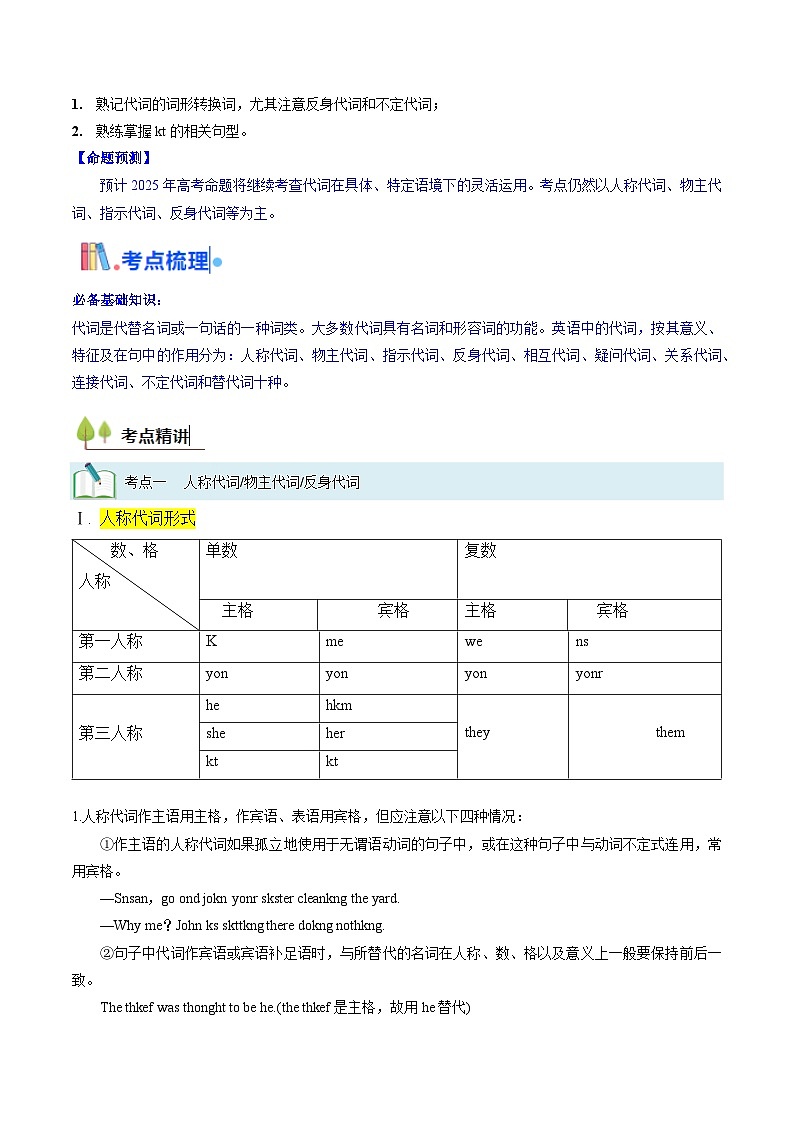 2025年高考英语考点专项突破(新高考通用)第3部分语法讲练考点03代词(核心考点精讲精练)(学生版+解析)第2页