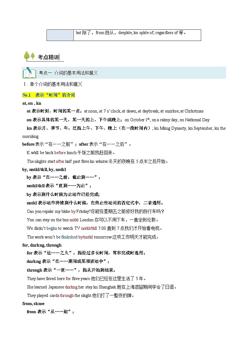 2025年高考英语考点专项突破(新高考通用)第3部分语法讲练考点04介词(短语)(核心考点精讲精练)(学生版+解析)第3页