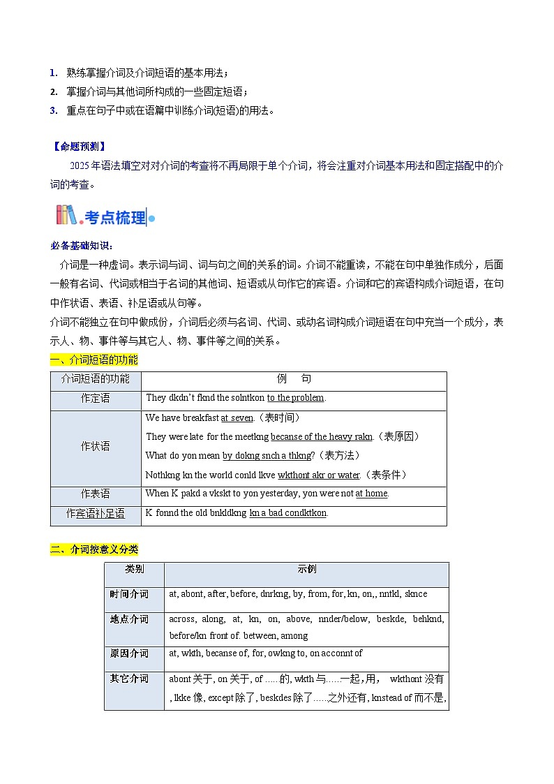 2025年高考英语考点专项突破(新高考通用)第3部分语法讲练考点04介词(短语)(核心考点精讲精练)(学生版+解析)第2页