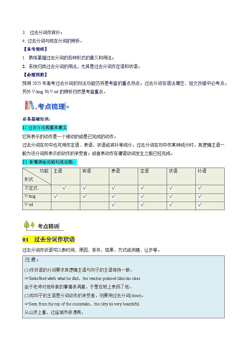 2025年高考英语考点专项突破(新高考通用)第3部分语法讲练考点13过去分词(核心考点精讲精练)(学生版+解析)第2页