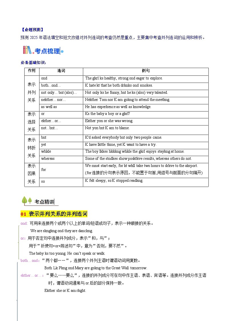 2025年高考英语考点专项突破(新高考通用)第3部分语法讲练考点16并列连词与并列句(核心考点精讲精练)(学生版+解析)第2页