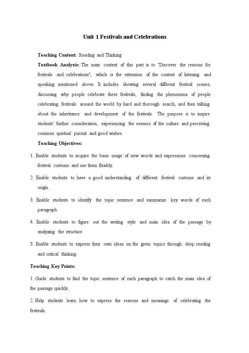 人教版2019高中英语必修第三册Unit1阅读课教案第1页