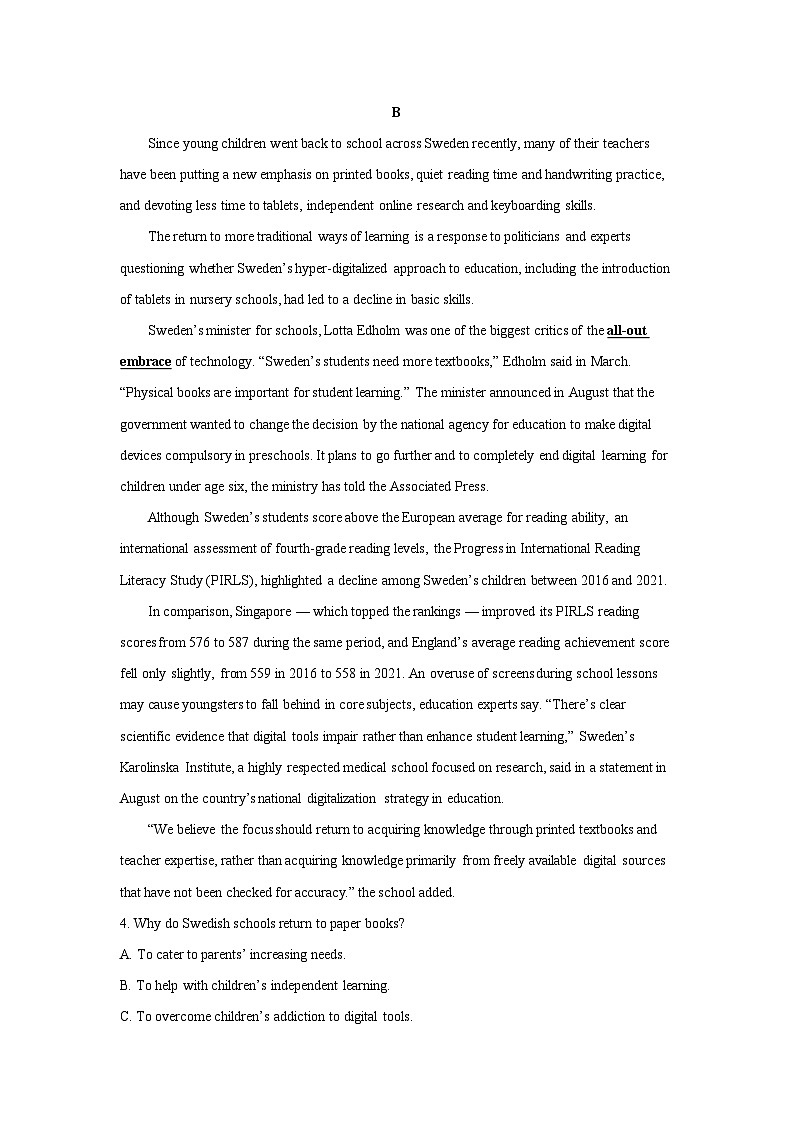 辽宁省沈阳市2023-2024学年高三下学期三模英语试卷(解析版)第3页