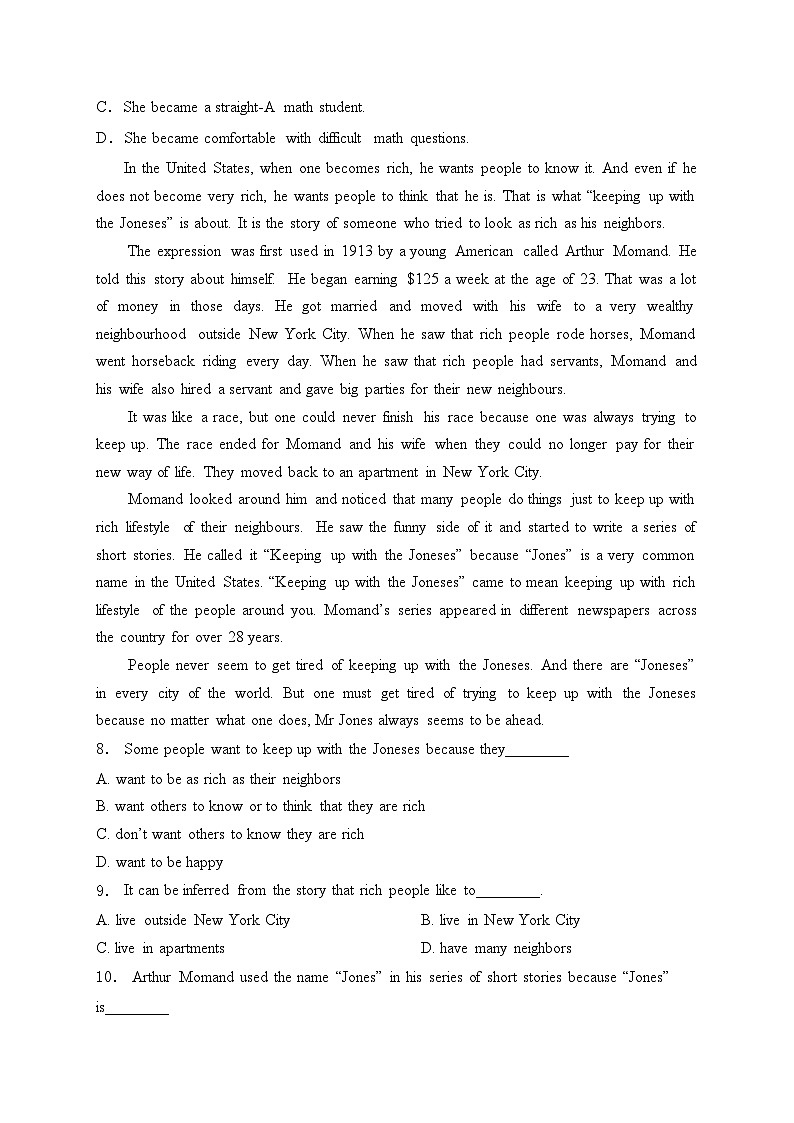 渭南市杜桥中学2024-2025学年高一上学期期中考试英语试卷(含答案)第3页