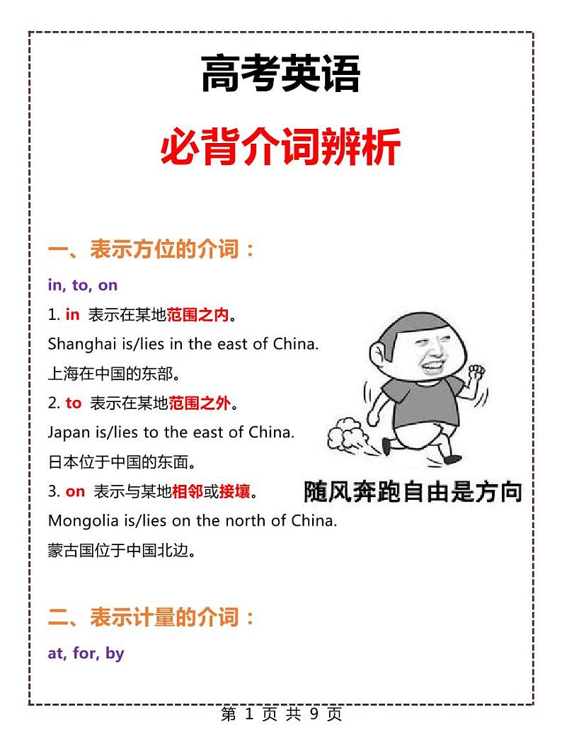 【06】高考英语必背介词辨析-学案第1页