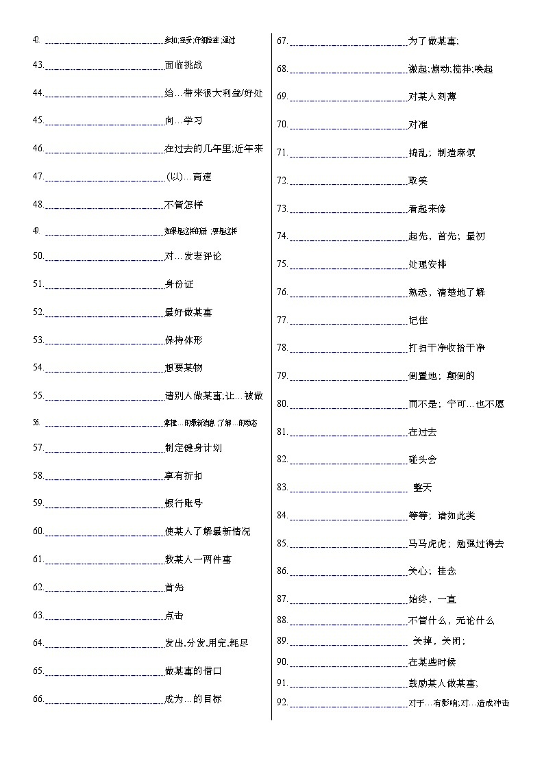 人教版必修第二册Unit3_短语归纳复习默写检测第2页