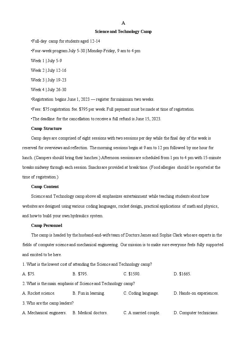 山东省菏泽市鄄城县第一中学2025届高三上学期10月月考英语试题word版含解析第3页