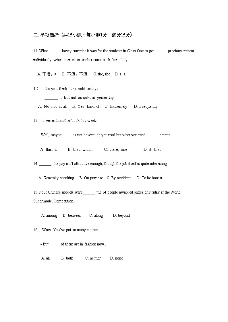 2022年浙江省杭州学军11高一英语上学期期中试题新人教版会员独享第2页