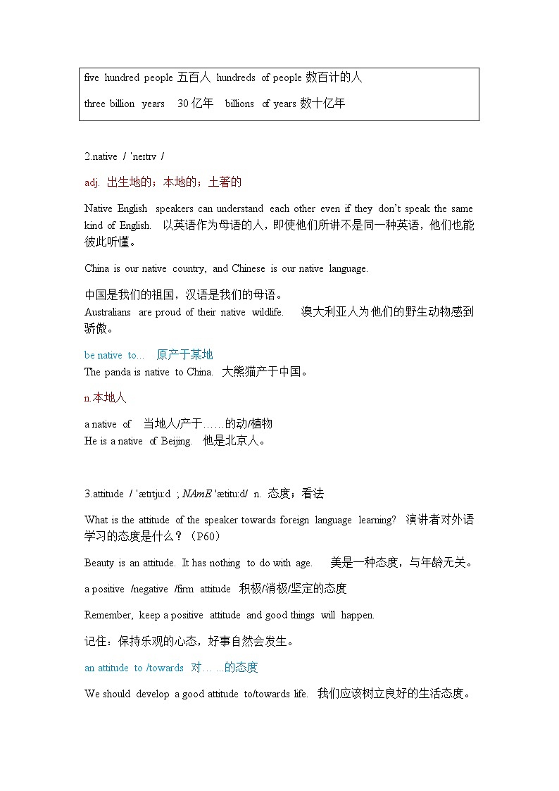 人教必修一Unit5_教材例句及词汇用法讲解练习第2页