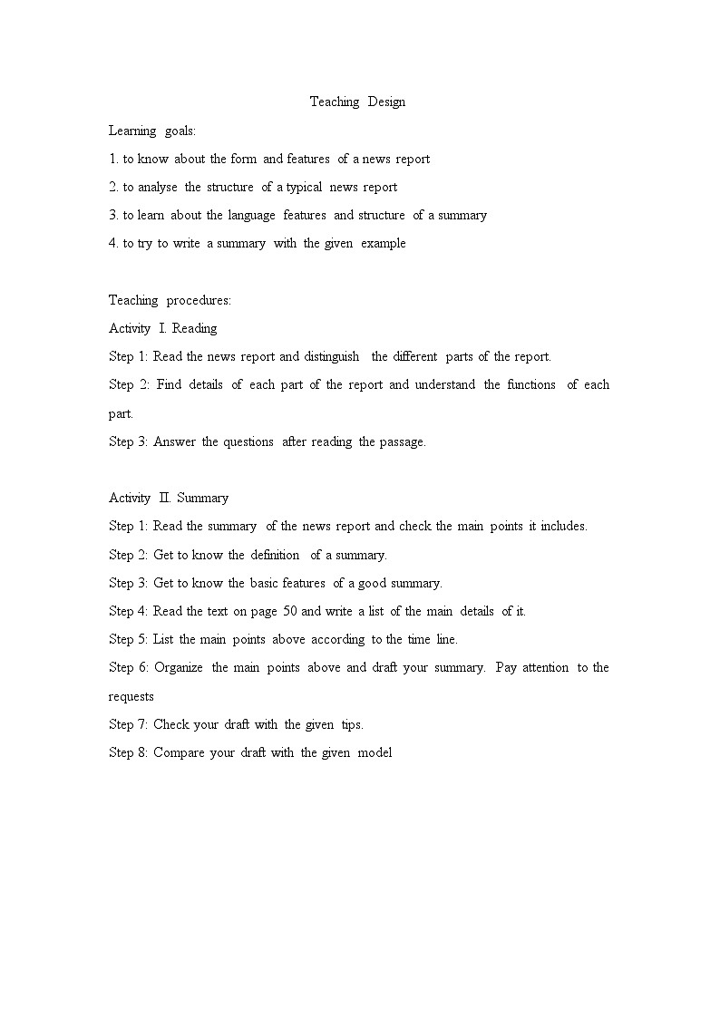 人教必修一Unit4_Reading_for_Writing_名师教学设计2第1页