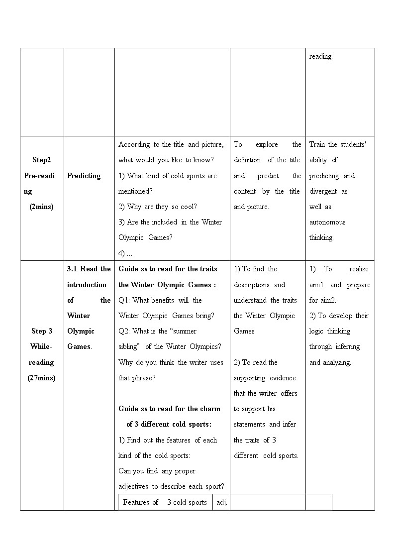 人教必修一Unit3 Workbook：Cool Cold Sports 名师教学设计7第3页