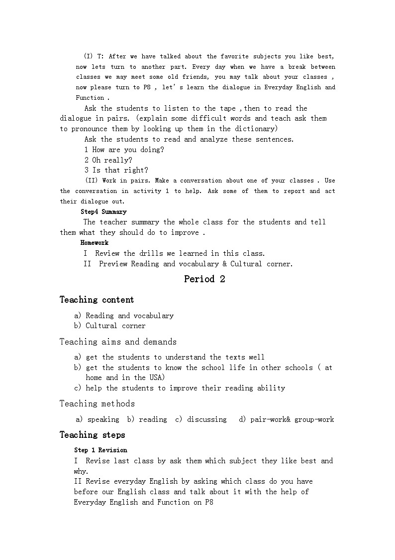 2022年高中英语Module One My firstday at Seniorhigh全部教案外研版必修1第3页