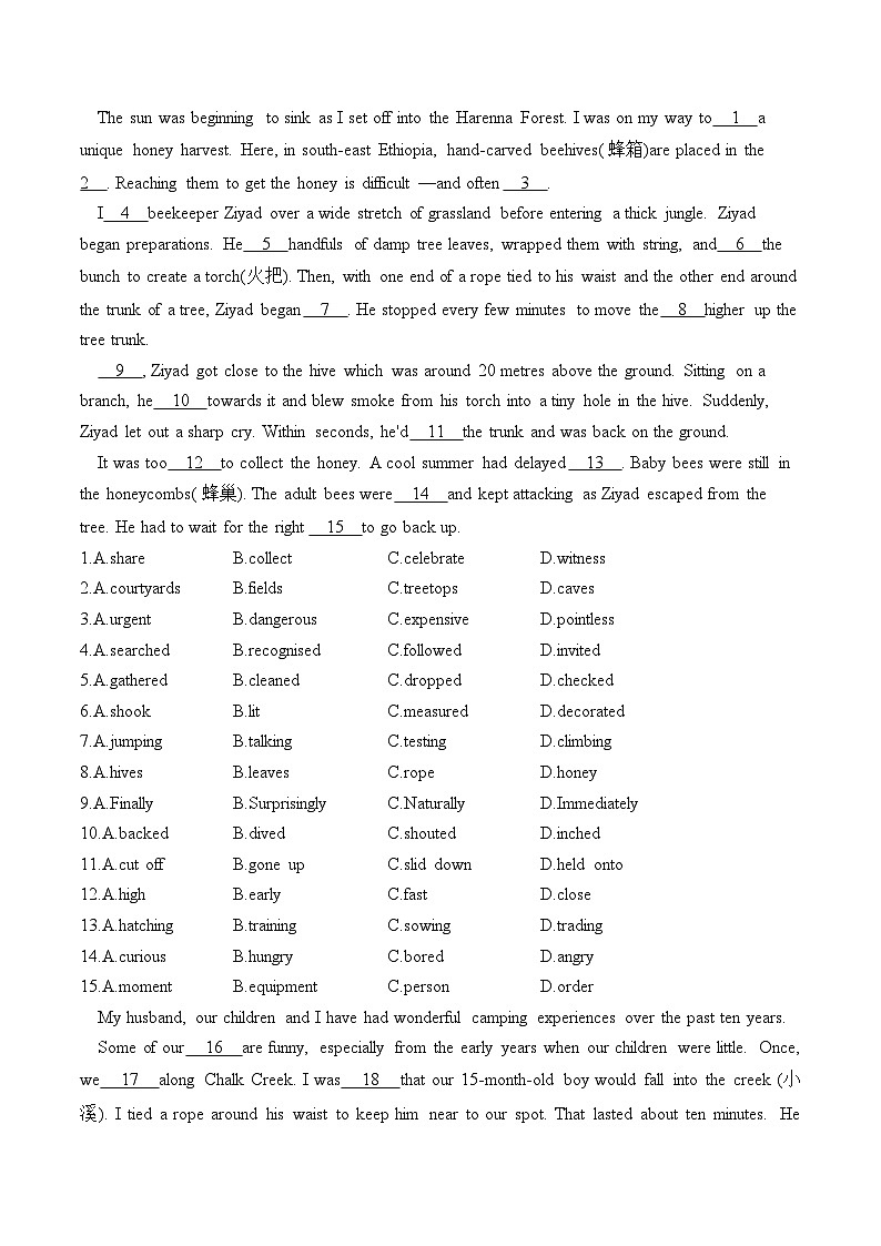 2025高考英语二轮复习 易混易错专项复习（3）完形填空 导学案（含解析）第3页