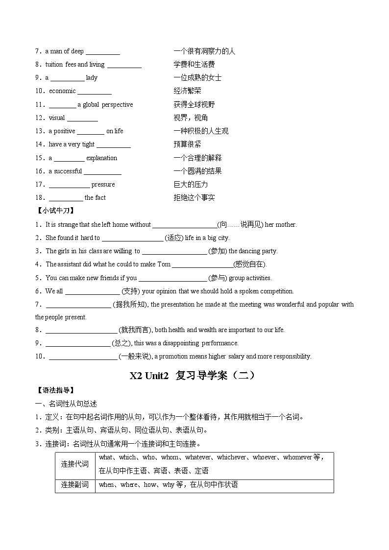 人教版选择性必修第二册Unit2 同步复习导学案第2页