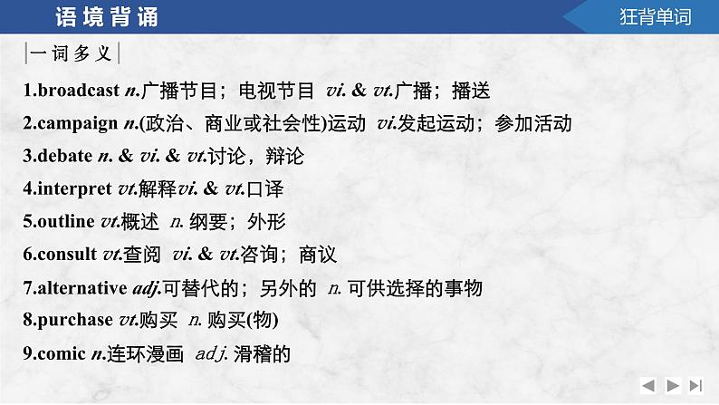 2025届北师大版(2019)高中英语一轮复习语基默写课件选择性必修第二册UNIT 6　THE MEDIA第7页