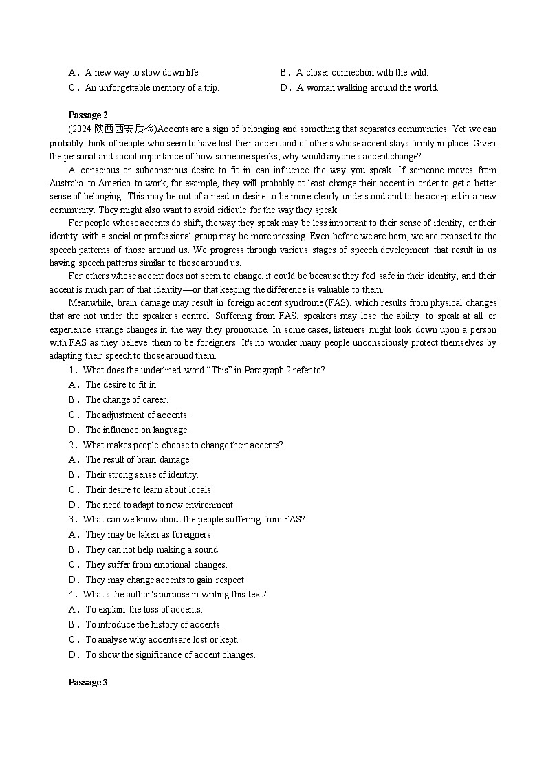 专题01 【题型易-高考英语 (阅读理解) 梯度训练】2025年高考各大考区题型专练 （全国通用）第2页