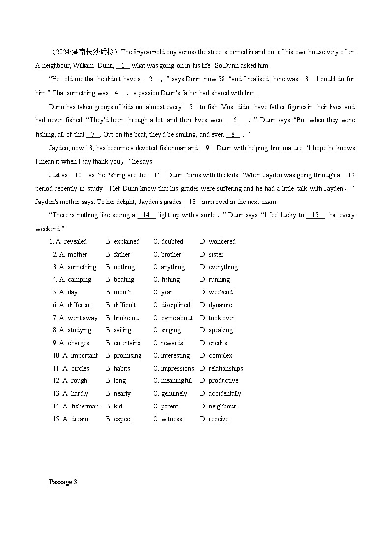 专题10 【题型易-高考英语 (完形填空) 强化训练】2025年高考部分考区题型专练 （全国通用）第2页