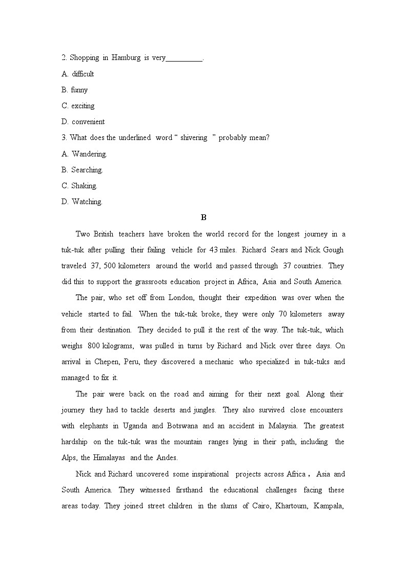 人教版高中英语选择性必修第二册Unit4_单元测试第2页