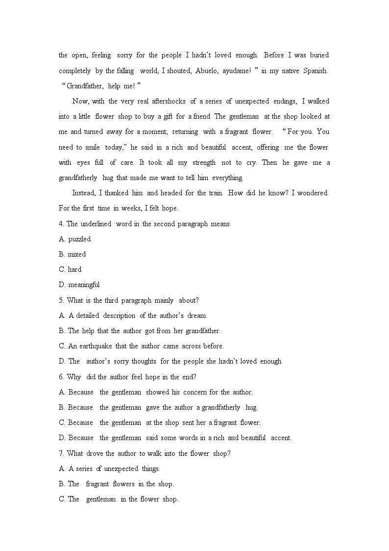 人教版高中英语必修第三册Unit5单元测试3第3页