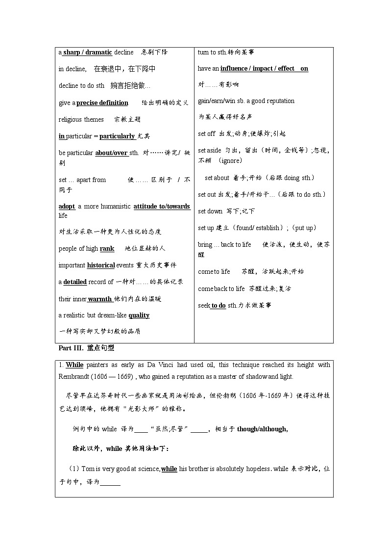 人教版选择性必修第三册Unit1 知识点读背清单第2页