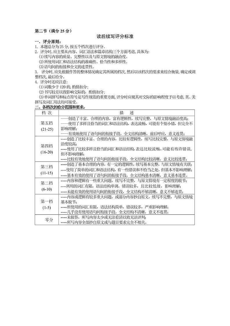 山东省临沂市2025届高三上学期教学质量检测考试暨期中考试（九五联考）英语答案第2页