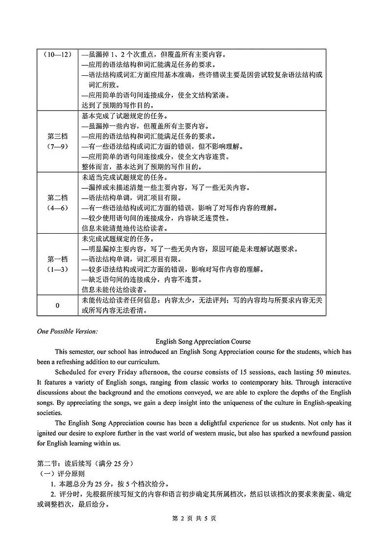 浙江省G12名校协作体2024学年高二第一学期返校联考+英语答案第2页
