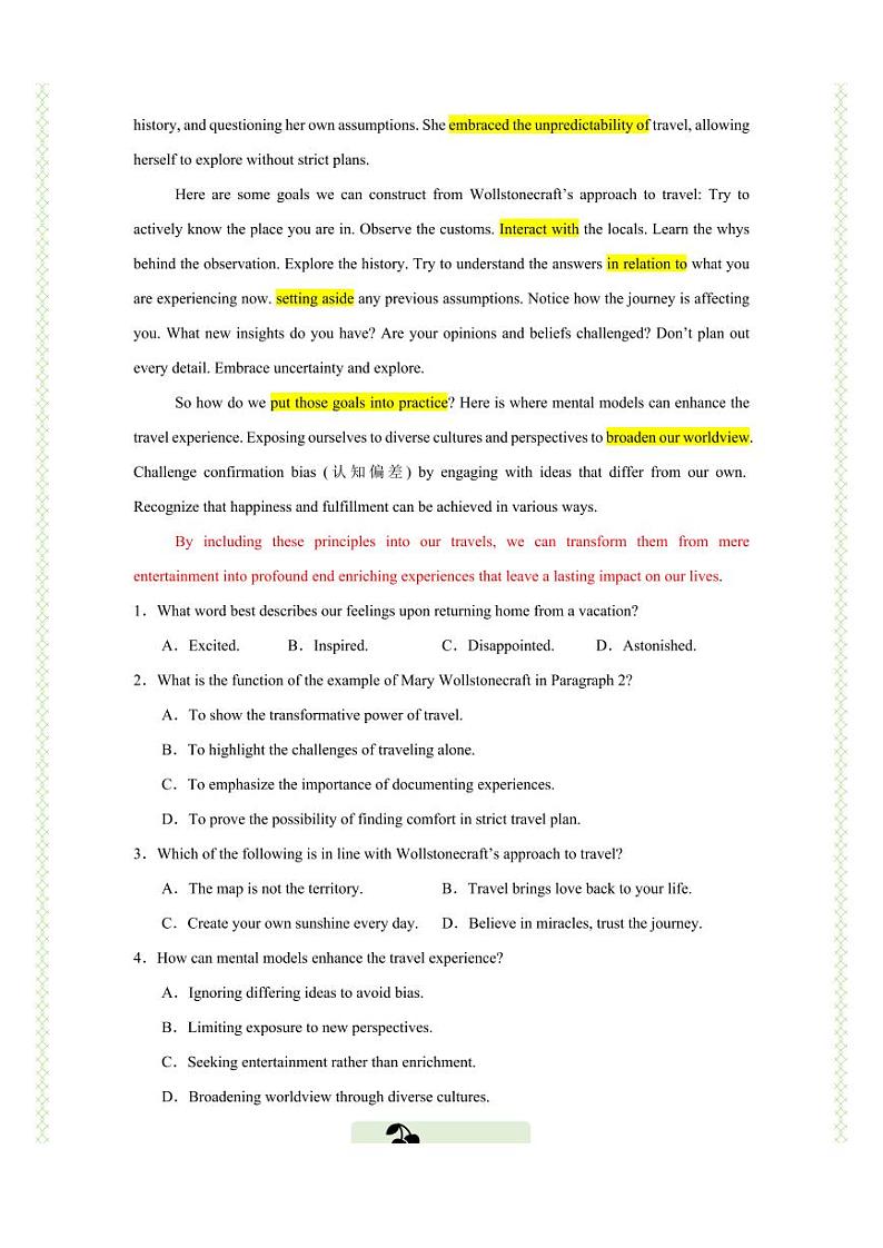 Unit 2 阅读理解精练（知识&题型大冲关）（解析版）-人教版2019必修第一册高一英语题型练习02