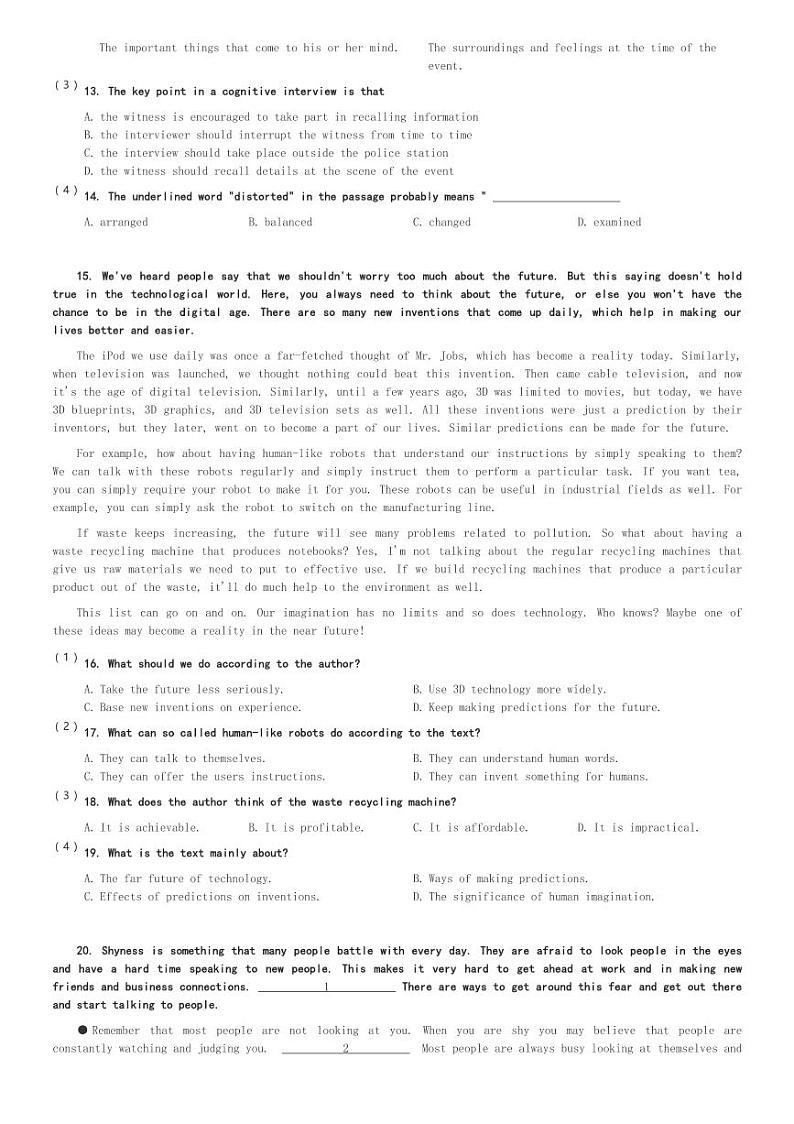 河南省焦作市博爱县第一中学2023-2024学年高三(上)11月期中英语试卷(含解析)第3页