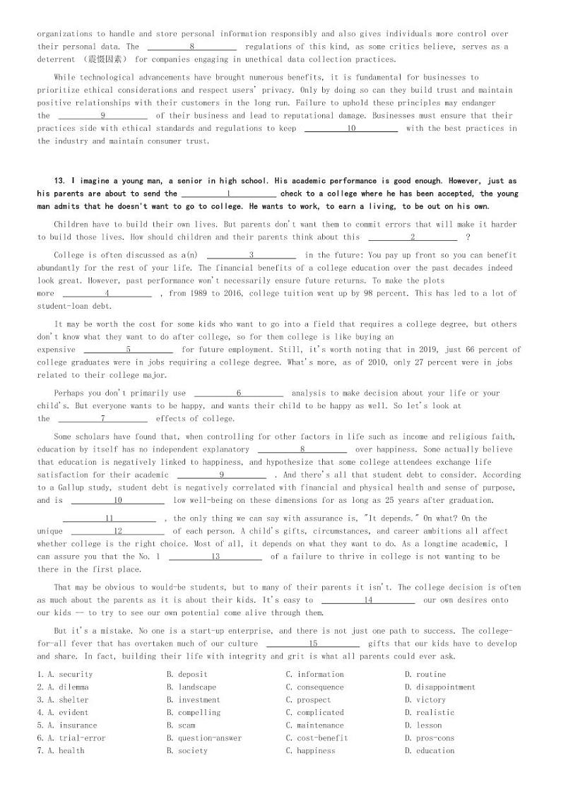 上海市复兴高级中学2023-2024学年高二(下)期中考试英语试卷(含解析)03