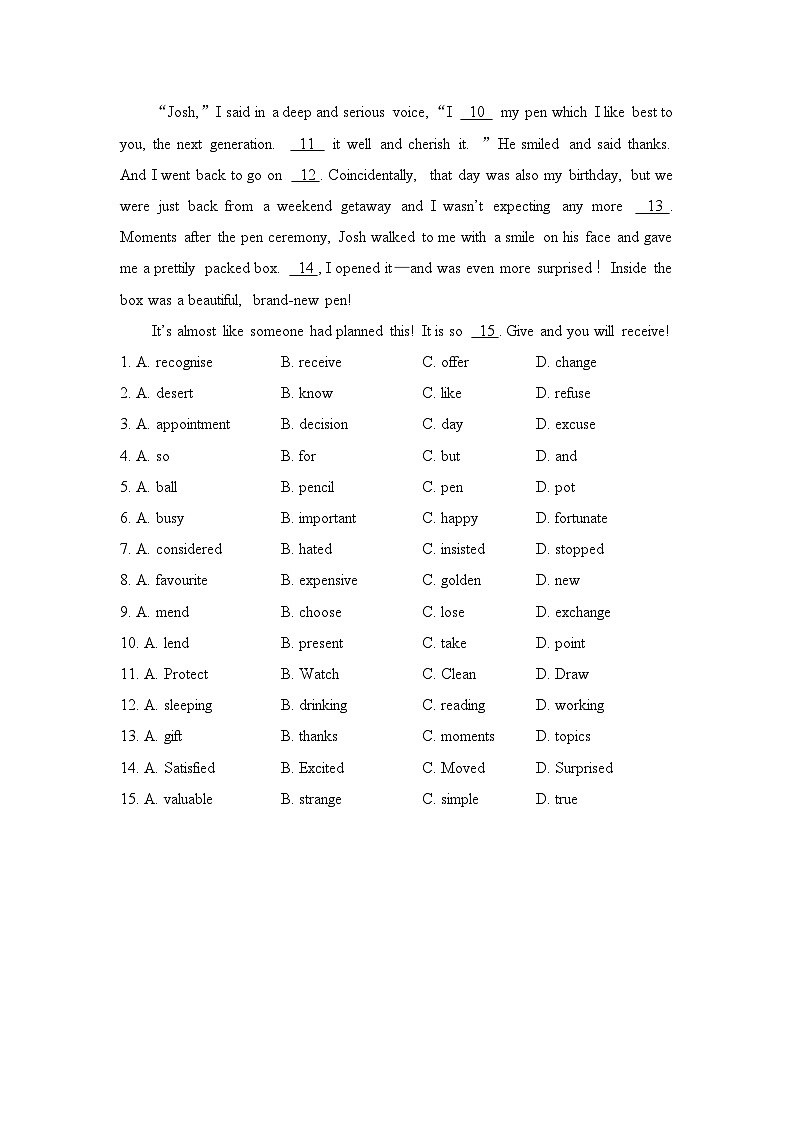 人教版高中英语选择性必修第一册Unit3  拓展阅读专项训练（二）第3页