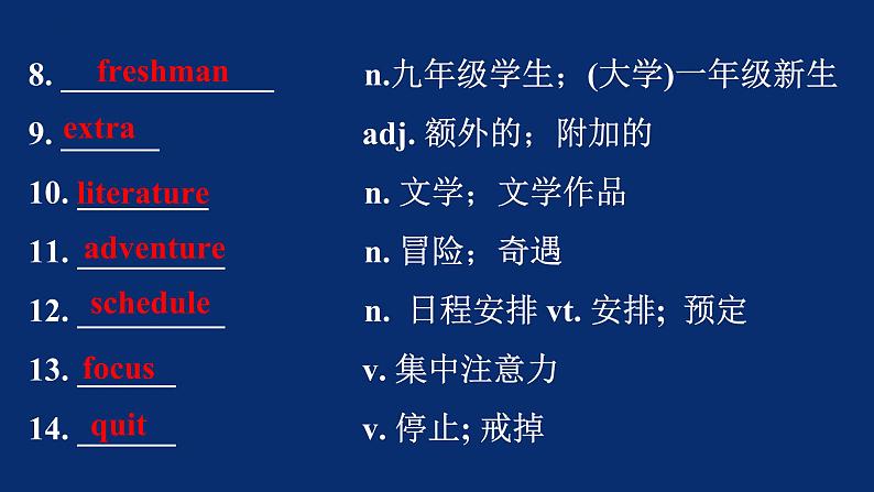 人教版高中英语必修第一册Unit 1 单元重点单词 句型 短语讲解课件第6页